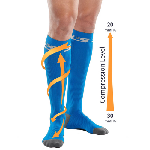 Compression socks with varying levels of compression