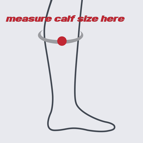 A diagram showing where to measure calf size