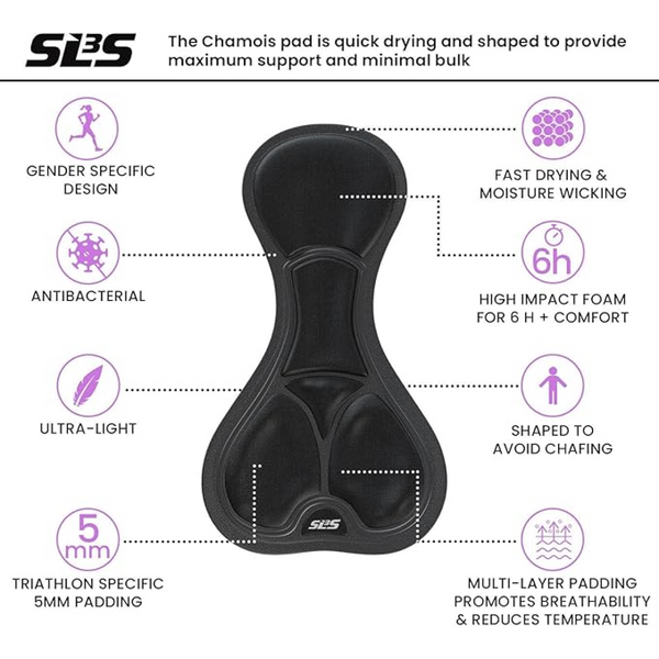 A black Chamois pad highlighting its features