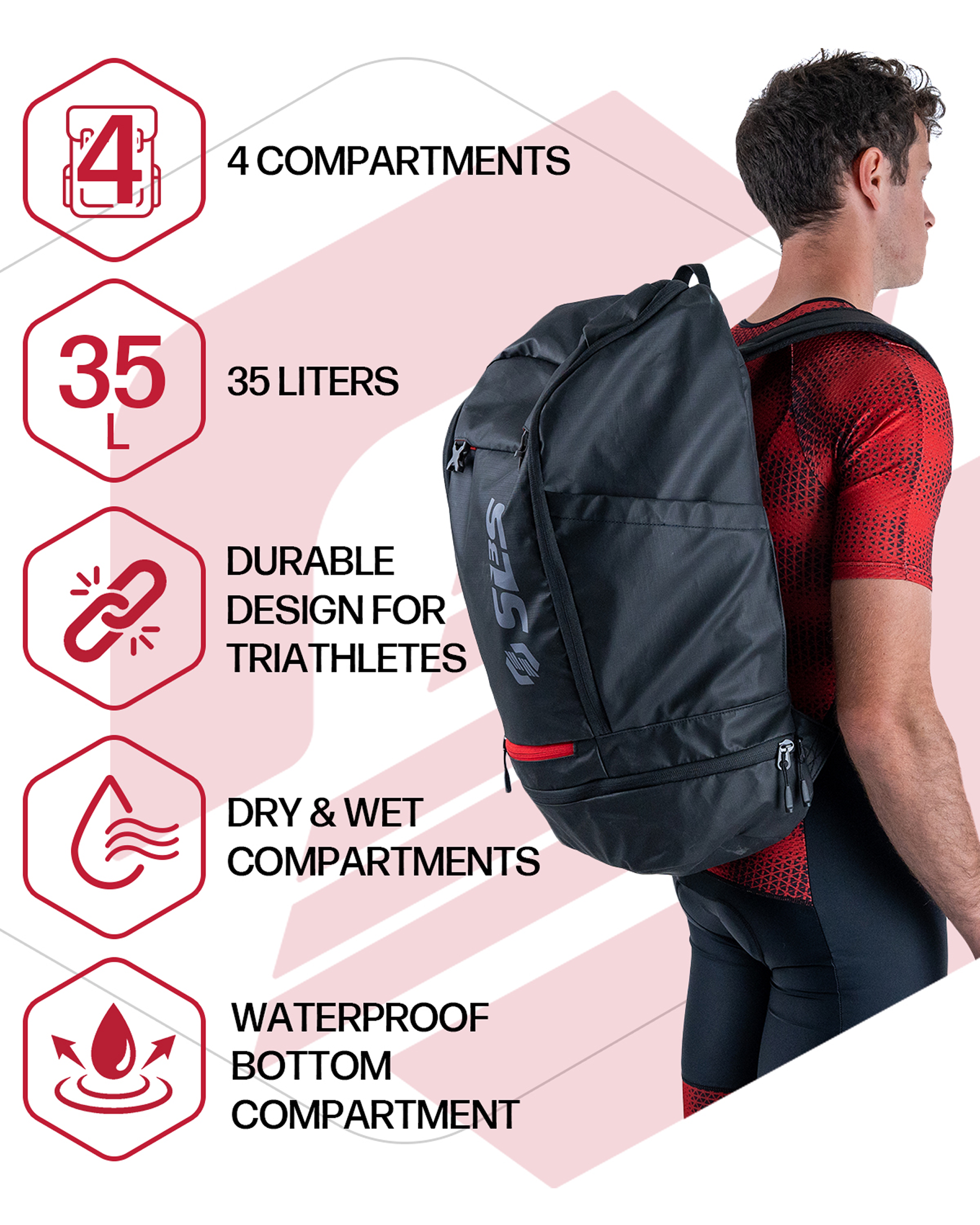 SLS3 Triathlon Backpack - 35L Triathlon Transition Bag with Dry & Wet Compartments - Large Tri Swim Backpack with Great Storage - Perfect Tri Gear SLS3 Triathlon Backpack - 35L Triathlon Transition Bag with Dry & Wet Compartments - Large Tri Swim Backpack with Great Storage - Perfect Tri Gear