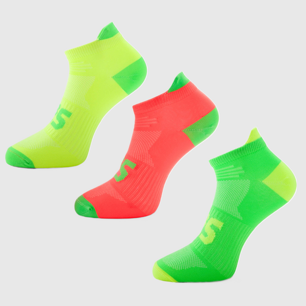  A group of colorful neon running socks