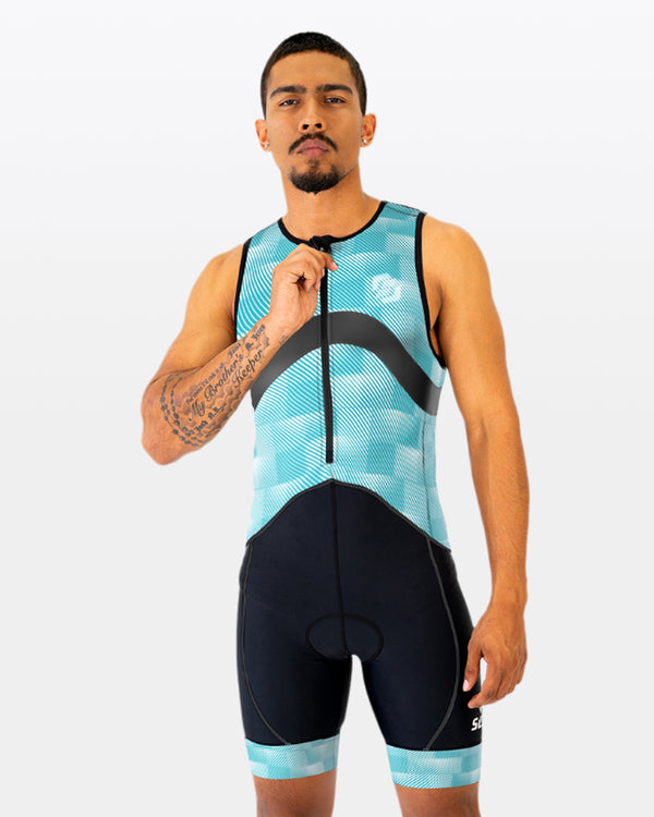 SLS3 Trisuit Homme Triathlon Une Pièce Sans Manches - 2 Poches FRT - Performance Natation Vélo Course