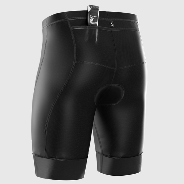 Back view of an all black men's triathlon shorts