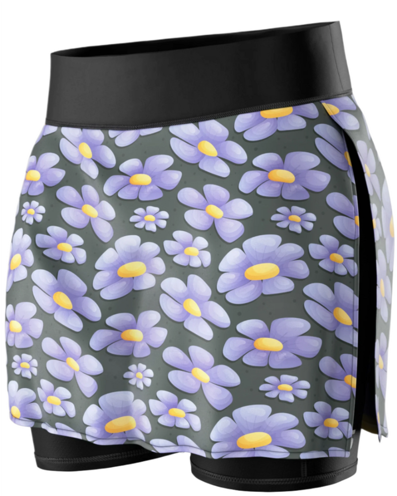 Women's FX Tri Running Skirt - Graphite/Lavender Flowers