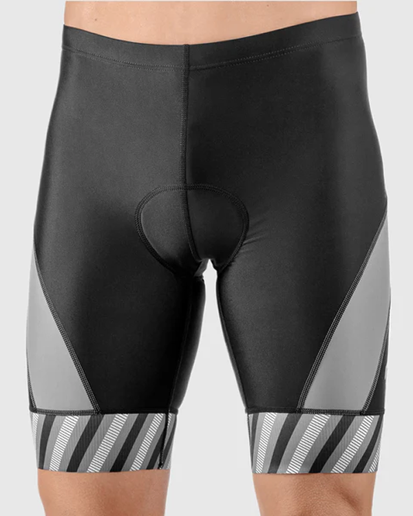Pro Velo Zip Pocket Tri Race Shorts - Black/Gray Stripes
