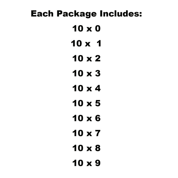 A chart of numbers on a white background